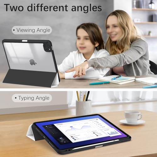 Xkladz Case for iPad Pro 11 inch 4th/ 3rd/ 2nd / 1st Generation (2022/2021/2020/2018), Case with Pencil Holder, Stand Clear Back Cover Cute Cool Design for Women Girls, Auto Sleep/Wake, Blue Flower - Image 5
