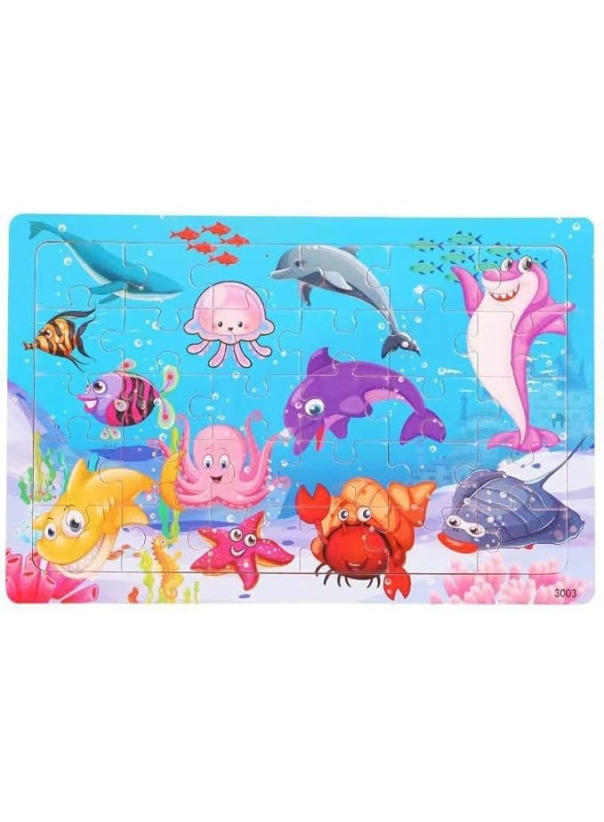 عبوة مكونة من 3 قطع بازل الحيوانات للأطفال الصغار 3 سنوات فما فوق| 30 قطعة | لعبة تعليمية مطابقة للشكل لتنمية المهارات الحركية الدقيقة والتعرف على الحيوانات | آمنة وعالية الجودة - Image 2