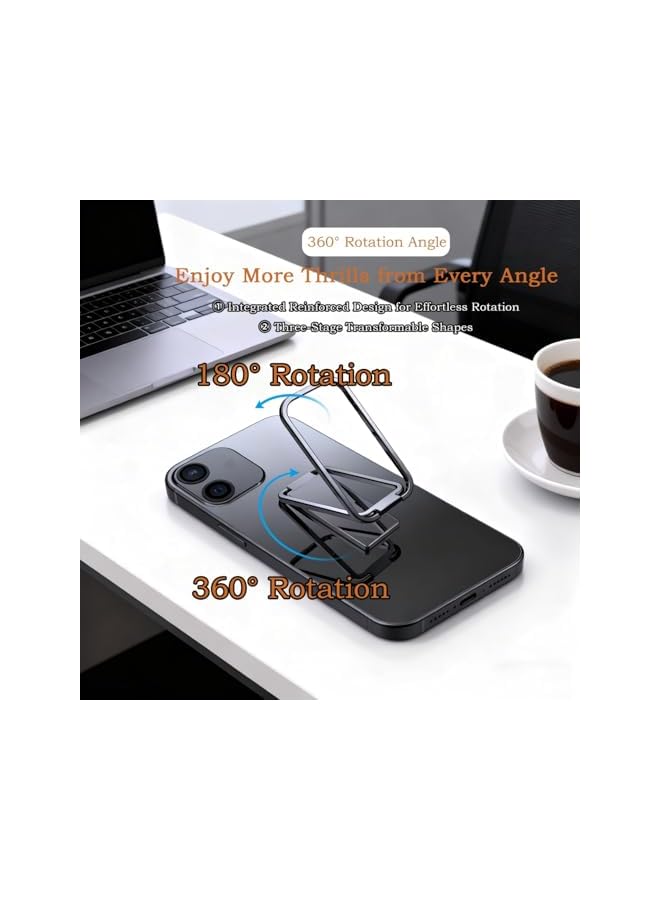 S-TOP Finger Kickstand Phone Ring Grip – 360° Adjustable Stand & Holder Compatible for iPhone 16/15/14/13, Samsung & More – Black - Image 2
