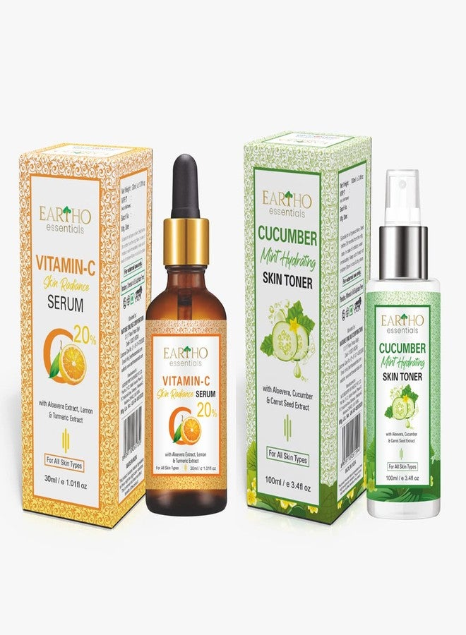 Eartho Essentials Vitamin C Skin Radiance Serum 30ml And Cucumber Toner 100ml - Image 1