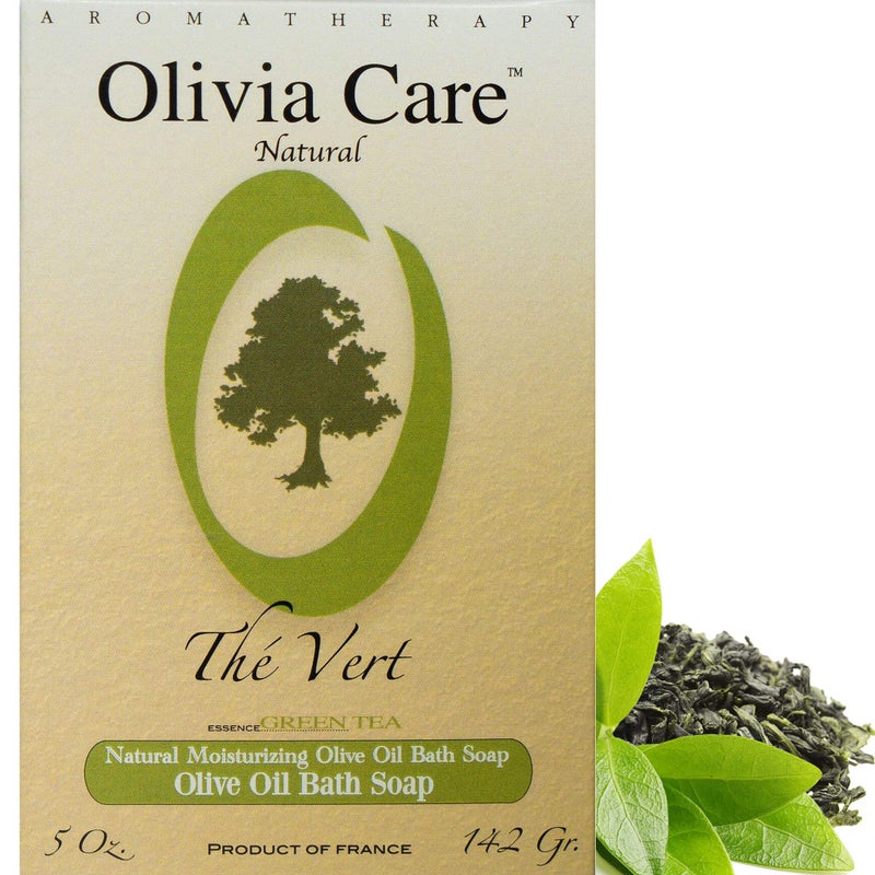 Olivia Care Green Tea Bar Soap  100 Natural Organic Vegan  Pure Olive Oil  Face Hands  Body  ColdPressed Triple Milled  Rich in Calcium  Vitamins