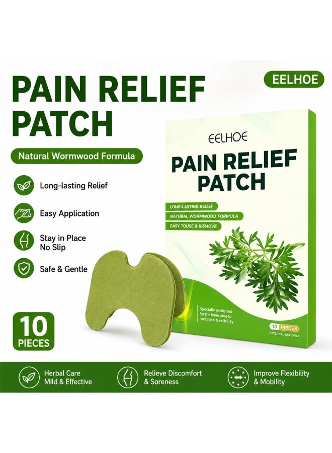 EELHOE Natural Wormwood Knee Pain Relief Patch 10Pcs - Long-Lasting Joint Support, Fast-Acting Herbal Plaster for Knee Discomfort, Stiffness & Joint Pain, Easy to Apply - Image 1