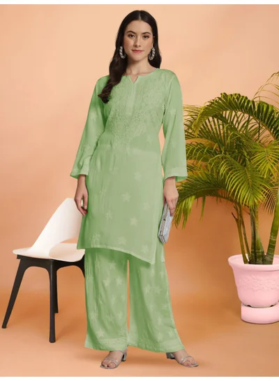 Alaya Women Hand Embroidered Lucknowi Chikankari Modal Kurta Set AL3662