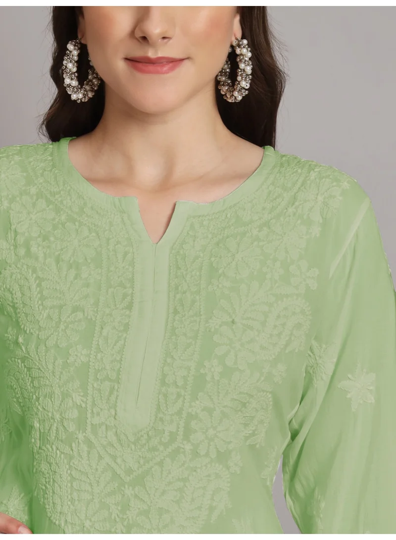 Alaya Women Hand Embroidered Lucknowi Chikankari Modal Kurta Set AL3662