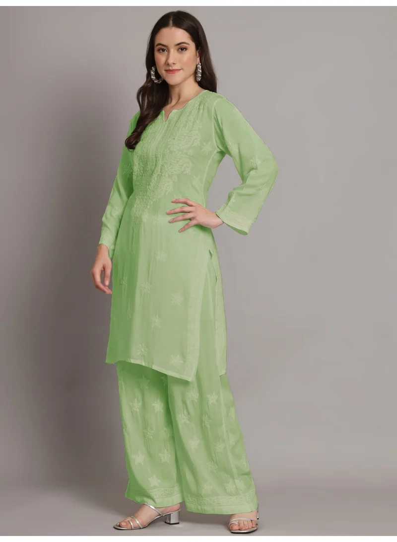 Alaya Women Hand Embroidered Lucknowi Chikankari Modal Kurta Set AL3662