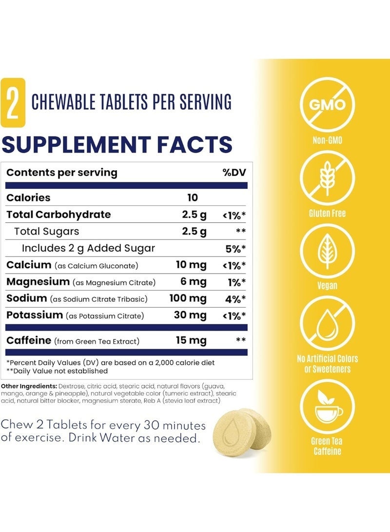 Saltstick Electrolytes Fastchews Tropical Twist, Chewable Hydration Tablets, Sodium Potassium Magnesium Calcium, 10 Chewable Tablets