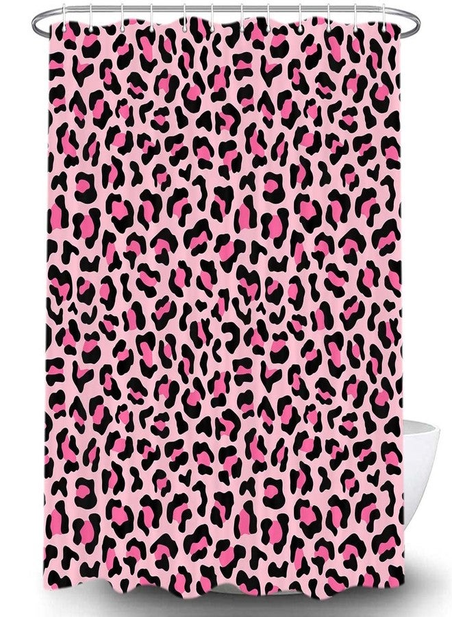 Bzhilja Pink Leopard Print Shower Curtain, Sexy Fancy Modern Simple Home Tub Bath Curtains, Cheetah Skin Pattern Bathroom Decor for Girl Shower Curtain Set with Hooks 69x70Inch - Image 2