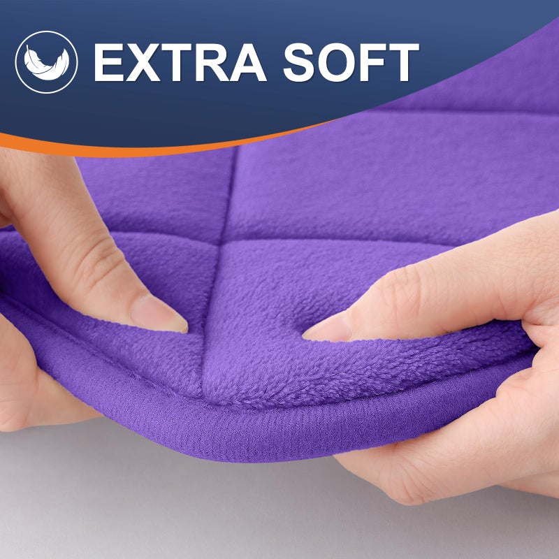OLANLY Memory Foam Bath Mat 70x24  Ultra Soft and Absorbent Bathroom Rugs  Machine Washable  Comfortable Bath Carpet for Bathroom Floor  Tub and Shower  Purple - Image 3