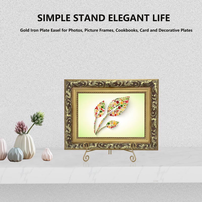 Hemylu Gold Plate Stand  6 Inch Decorative Plate Holder For Displaying Platters  Heavy-Duty Metal Easel Stand For Picture  Photo Frame  Plates  Books And Round Objects - Image 4