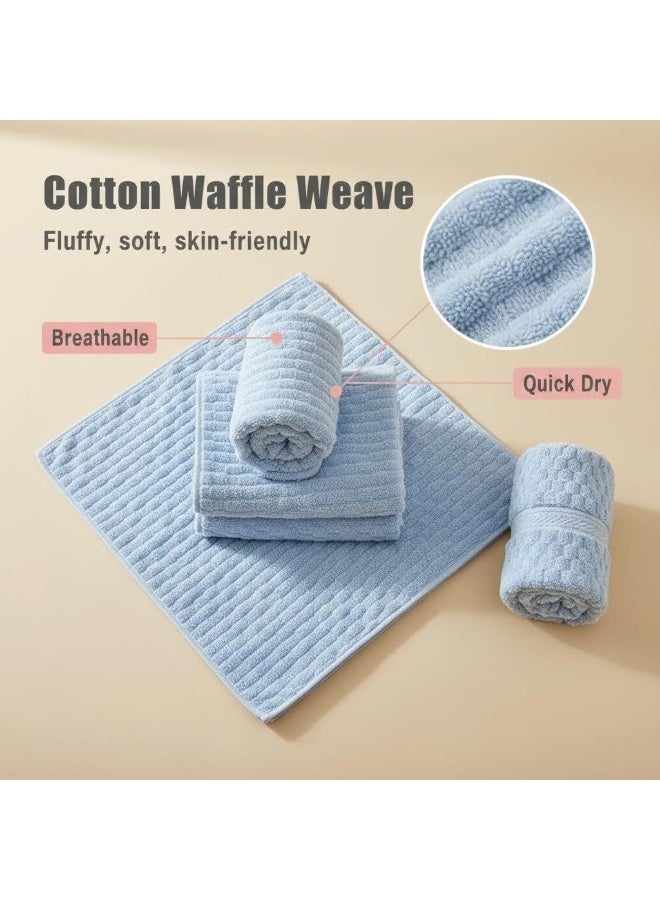 3-Piece Towel Set, coral fleece  ，Superior Quality, Quick Dry Highly Absorbent Thick Bathroom Soft Hotel Towels for Bath And Spa, Towel Set Includes 1 Bath Towel (90x170 cm), 1 Hand Towel (35x75 cm), 1 Hair Drying Cap (25x65 cm)-Blue - Image 4