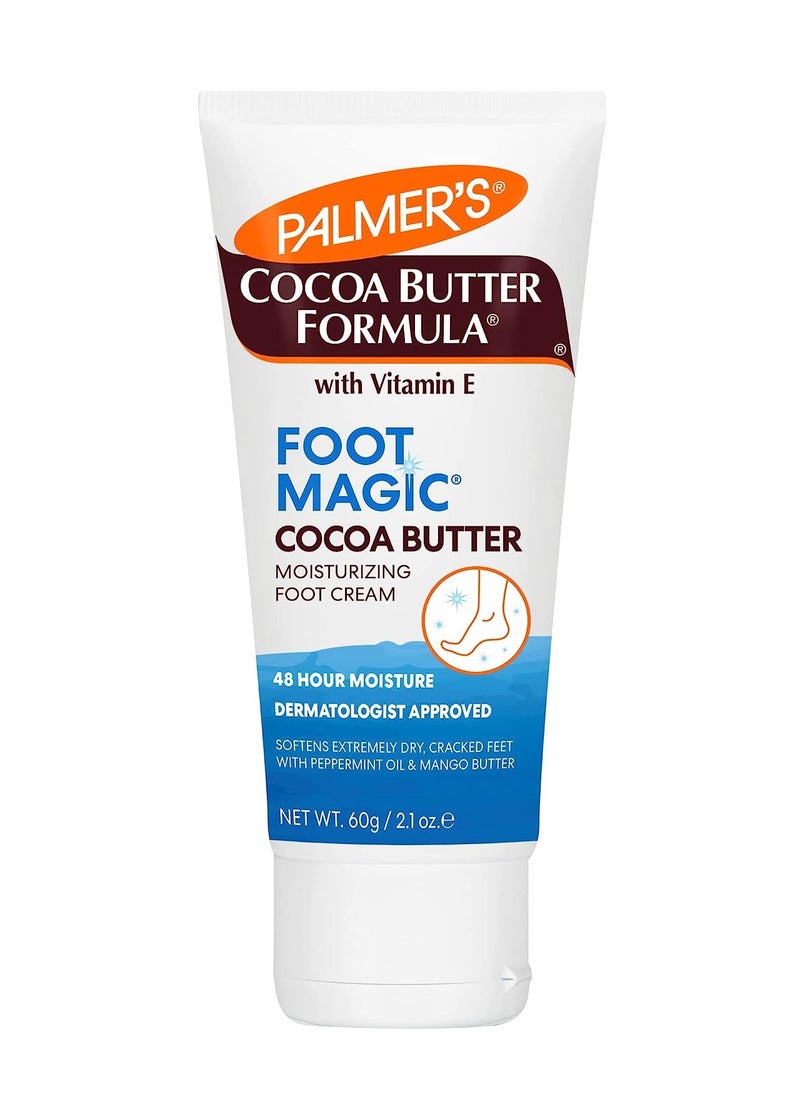 PALMER'S - Palmer's Cocoa Butter Formula Foot Magic Moisturizing Foot Cream for Dry, Cracked Heels, Feet Moisturizer with Peppermint Oil & Vitamin E, 2.1 Ounces - Image 1