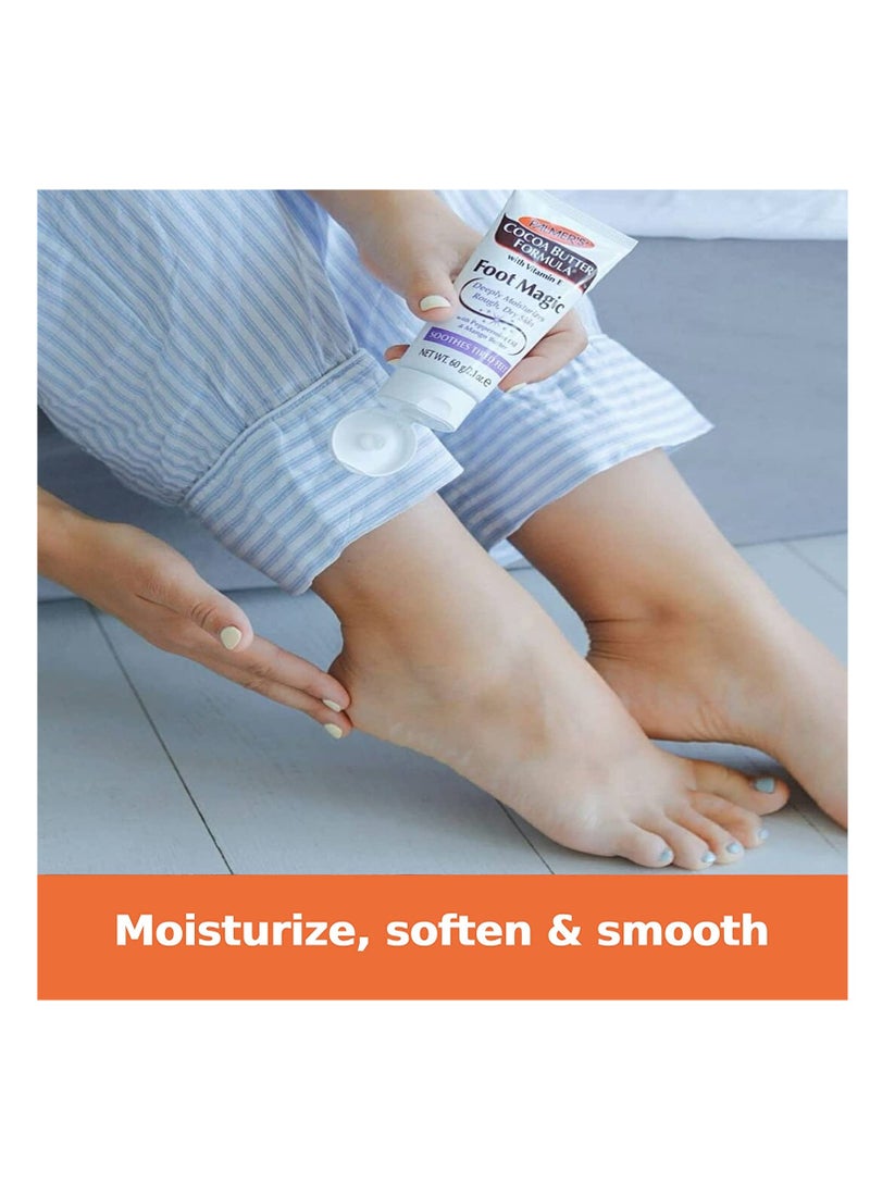 PALMER'S - Palmer's Cocoa Butter Formula Foot Magic Moisturizing Foot Cream for Dry, Cracked Heels, Feet Moisturizer with Peppermint Oil & Vitamin E, 2.1 Ounces - Image 1