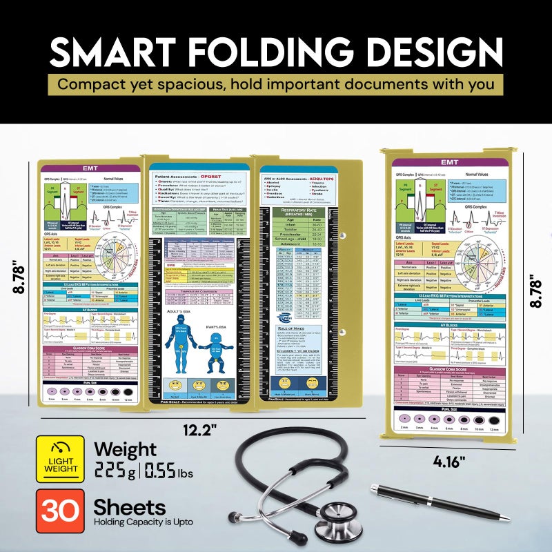 SC Printing World Nursing Clipboard EMT Edition 3 Layers Aluminum Foldable Nurse Clip Board Nursing Student Essentials Foldable Clipboard Nursing Trifold Nursing School Essentials - Image 3