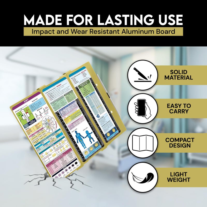 SC Printing World Nursing Clipboard EMT Edition 3 Layers Aluminum Foldable Nurse Clip Board Nursing Student Essentials Foldable Clipboard Nursing Trifold Nursing School Essentials - Image 2