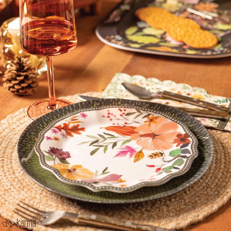 Karma 875 inches Melamine Salad Plates Set of 4 Reusable Dishwasher Safe Plates for Outdoor and Indoor Butterfly - Image 5