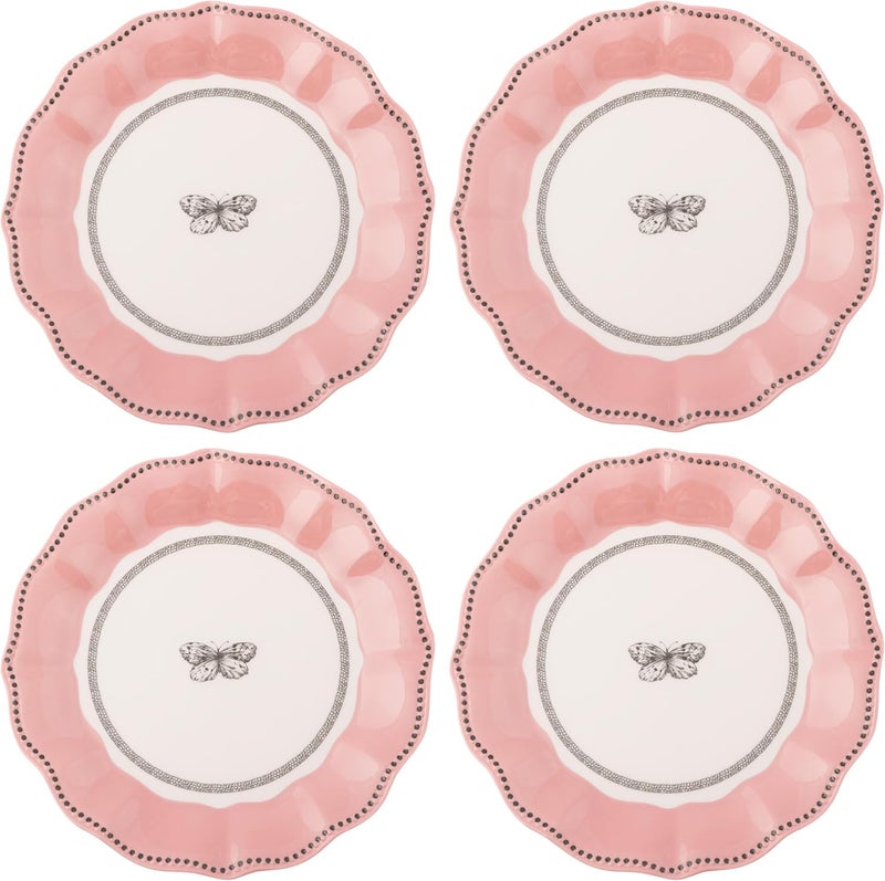 Karma 875 inches Melamine Salad Plates Set of 4 Reusable Dishwasher Safe Plates for Outdoor and Indoor Butterfly - Image 1