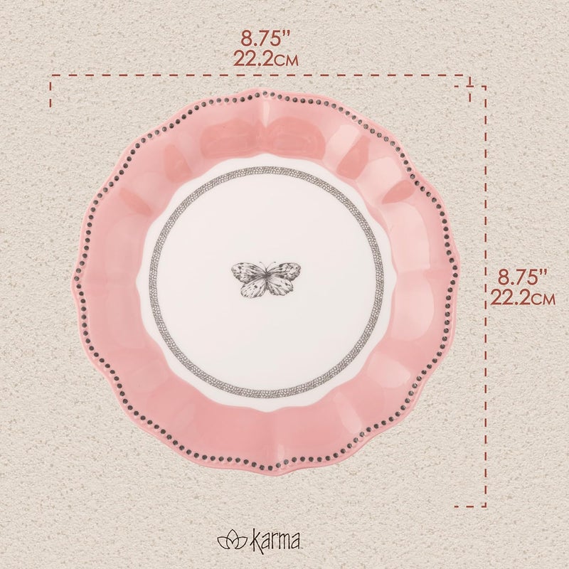 Karma 875 inches Melamine Salad Plates Set of 4 Reusable Dishwasher Safe Plates for Outdoor and Indoor Butterfly - Image 3
