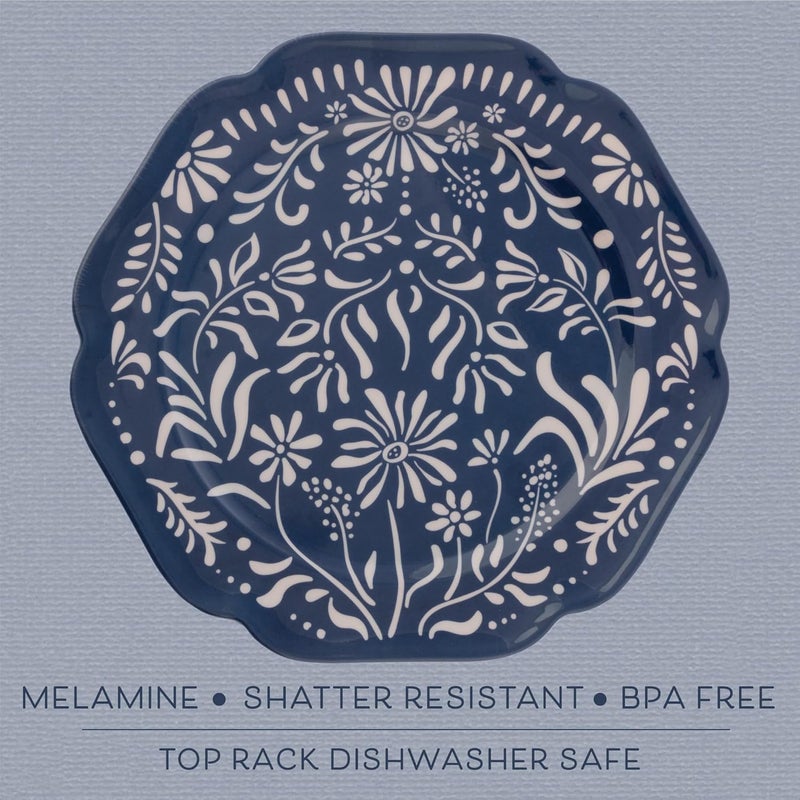 Karma 875 inches Melamine Salad Plates Set of 4 Reusable Dishwasher Safe Plates for Outdoor and Indoor Butterfly - Image 4