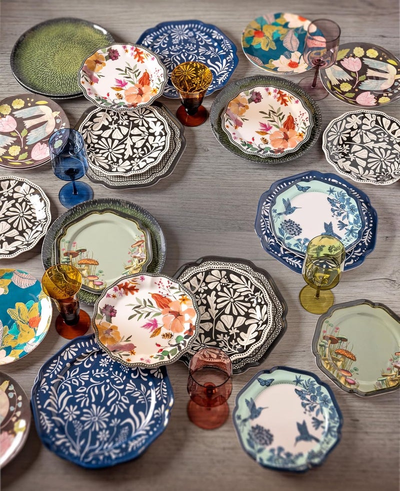 Karma 875 inches Melamine Salad Plates Set of 4 Reusable Dishwasher Safe Plates for Outdoor and Indoor Butterfly - Image 2