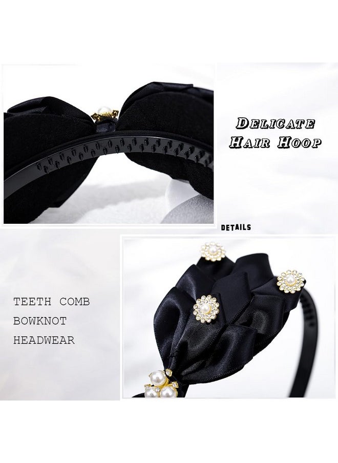 Bow Headbands Pearl Rhinestone Hairbands Black Red Headpieces Teeth Comb Bowknot Hair Accessories For Women And Girls (Black) - pzsku/Z4990A0CE63688A40CB5AZ/45/_/1735567207/155da07a-2ed7-4389-9aa9-eaa3752214e5