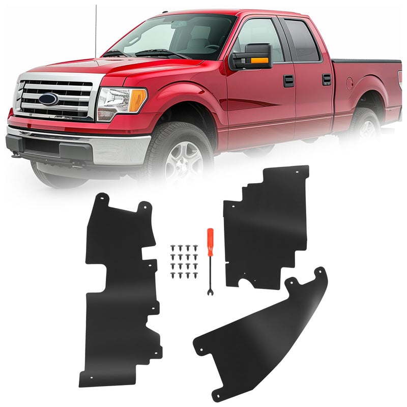 HECASA 3 PCS Grille Air Deflector Compatible with 20092014 Ford F150 Replacement for FO1218114 FO1218119 Radiator Support Accessory with Fasteners