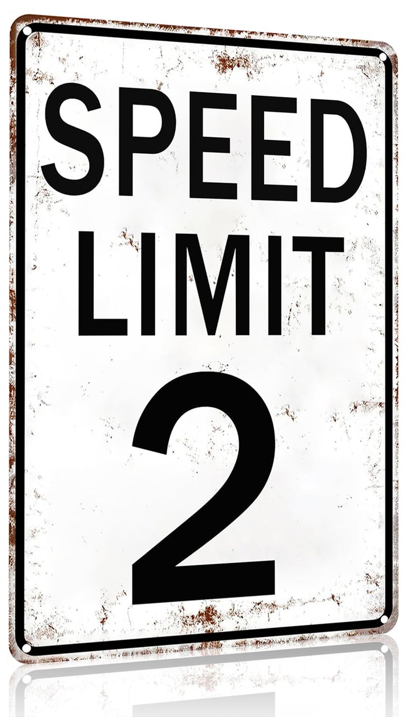 CrazySign هدايا الأولاد من Crazyign Retro TIN SIGN LIMIT 2 علامة للبنين Room Man Cave Garage Cars غرفة نوم خمر Decor Decor 8 × 12 بوصة (3169) - Image 1