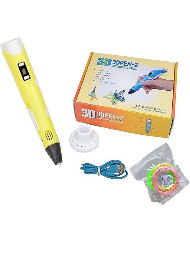 3D Printing Pen with 3 ABS/PLA Threads, 2D Drawing and Art Pen - Image 1
