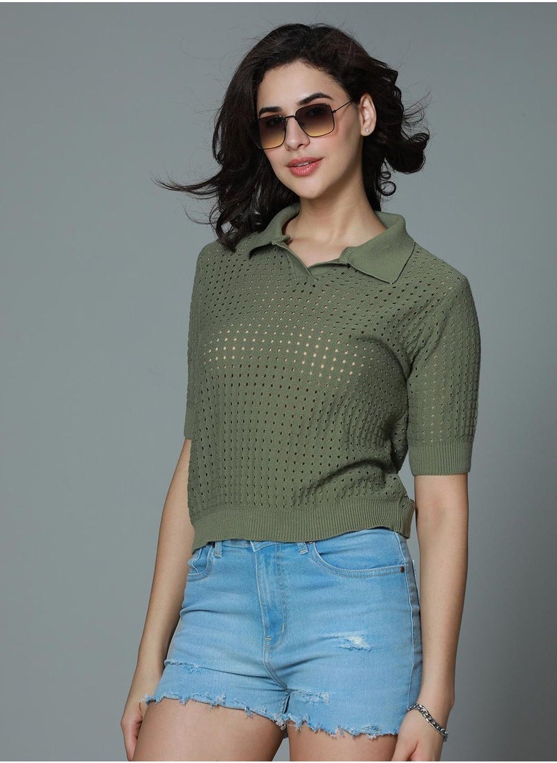 Regular Fit Green Crochet Top for Women with Spread Collar - pzsku/Z4990C15A941147F822A3Z/45/_/1727953104/c31ee05b-9c99-4d66-bce5-87d2697adad2