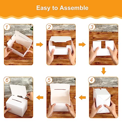 Seajan 100 Pcs Raffle Ballot Box with Slot Suggestion Ticket Donation Box for Fundraising Collecting Card Voting Contest, 6.5 x 4.5 x 4.5''(White) - Image 3