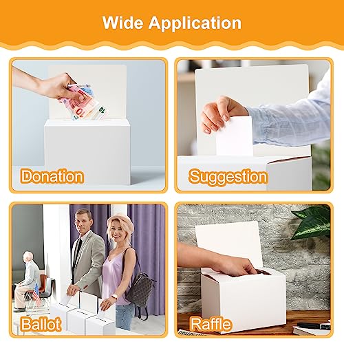 Seajan 100 Pcs Raffle Ballot Box with Slot Suggestion Ticket Donation Box for Fundraising Collecting Card Voting Contest, 6.5 x 4.5 x 4.5''(White) - Image 5