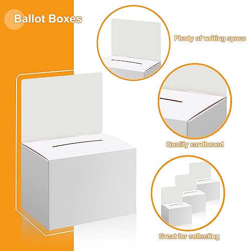 Seajan 100 Pcs Raffle Ballot Box with Slot Suggestion Ticket Donation Box for Fundraising Collecting Card Voting Contest, 6.5 x 4.5 x 4.5''(White) - Image 4
