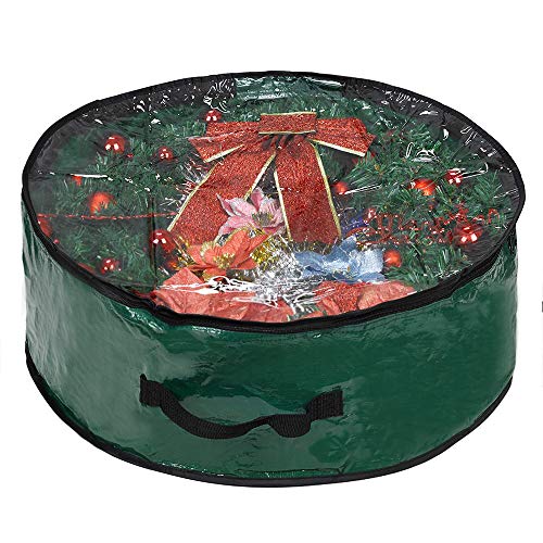 Propik Christmas Wreath Storage Bag 36" - Garland Holiday Container with Clear Window - Tear Resistant Fabric - 36" X 36" X 8" (Green) - Image 1