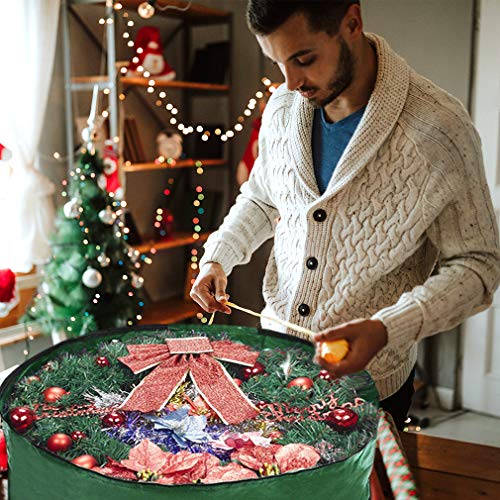 Propik Christmas Wreath Storage Bag 36" - Garland Holiday Container with Clear Window - Tear Resistant Fabric - 36" X 36" X 8" (Green) - Image 5