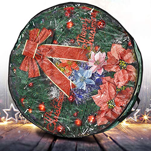 Propik Christmas Wreath Storage Bag 36" - Garland Holiday Container with Clear Window - Tear Resistant Fabric - 36" X 36" X 8" (Green) - Image 2