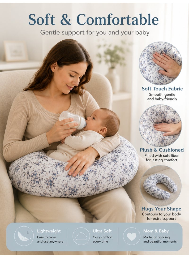 Little Bee Baby Nursing Pillow Breast feeding Nursing Pillow and Positioner for Babies, Feeding Support for Mom & Baby, Tummy Time Pillow, for Breastfeeding & Bottle feeding Nursing Pillow (Black And White Cotton Print) - Image 2