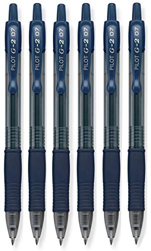 Pilot G2 Retractable Premium Gel Ink Roller Ball Pens Fine Pt, Navy Blue, Pack Of 6 - Image 1