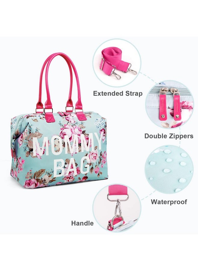 LitBear Mommy Hospital Bag For Labor And Delivery, Large Capacity Waterproof Multifunction Overnight Bag For Women, Mom Bag With Straps (Blue Floral)  - Image 3