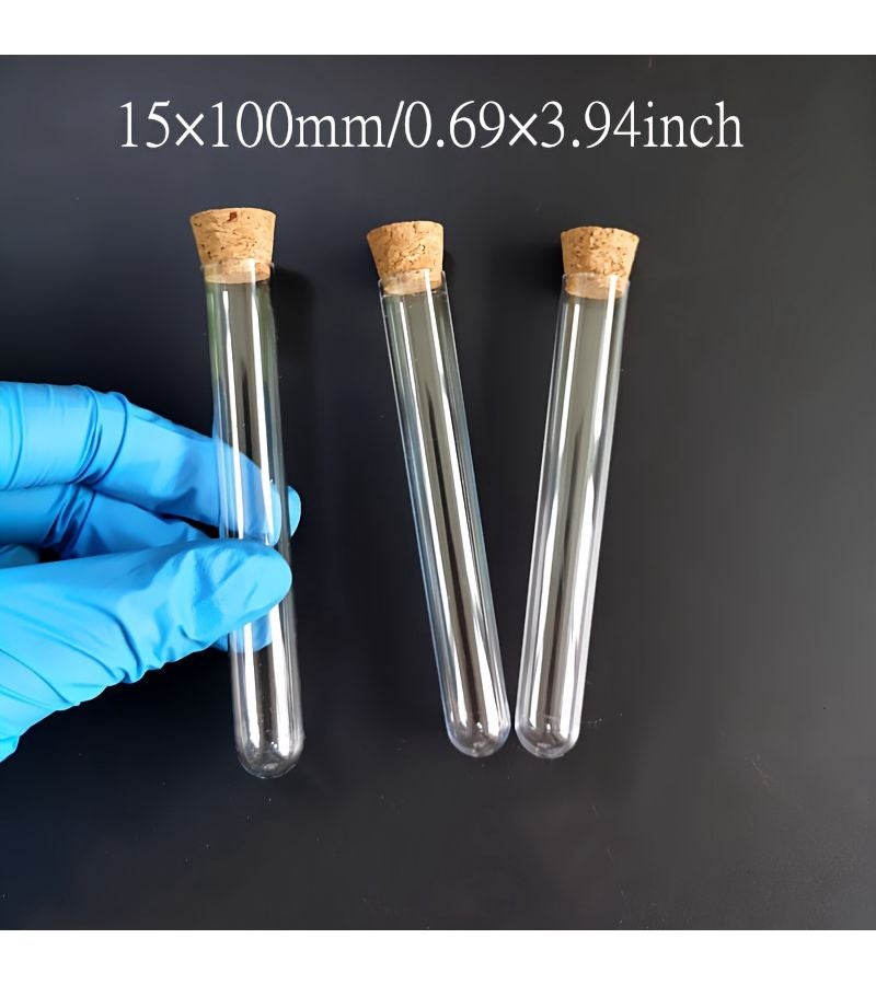10 Pcs Clear Plastic Test Tubes 12×100mm With Corks Caps Laboratory School Supplies Wedding Favor Gift - Image 4