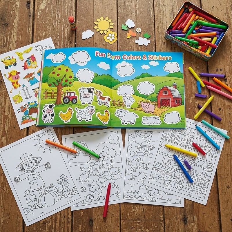 general Interactive Fun Farm Coloring and Sticker Activity Book for Kids - Image 3