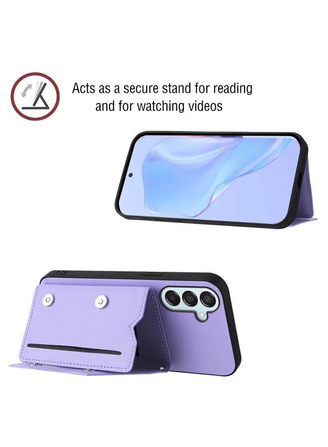 S-TOP Case For Samsung Galaxy M15 / F15 Skin Feel Four Card Slots Phone Case with Wrist Strap - Image 4