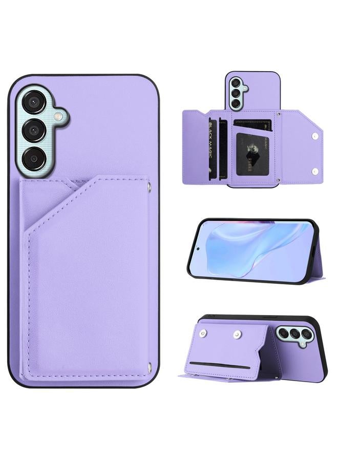 S-TOP Case For Samsung Galaxy M15 / F15 Skin Feel Four Card Slots Phone Case with Wrist Strap - Image 1
