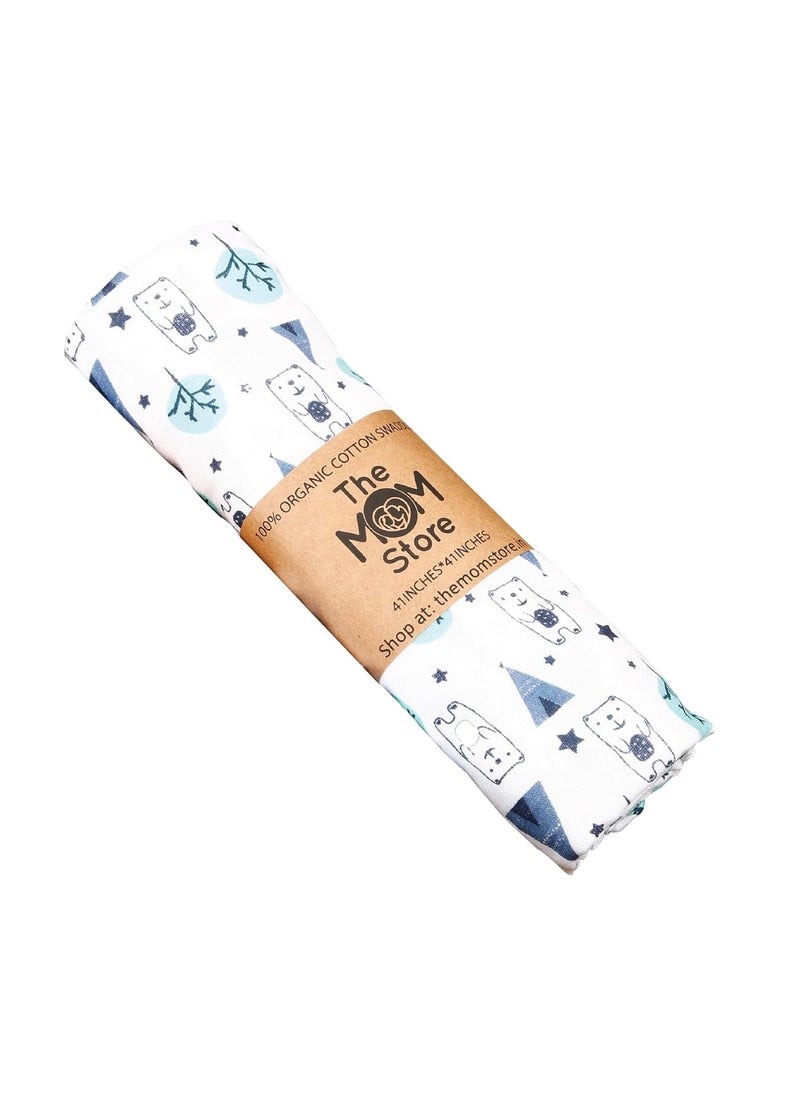 The Mom Store The Mom Store Baby Swaddle Wrap Cotton Comfortable Blue Forest New Born  - Image 2