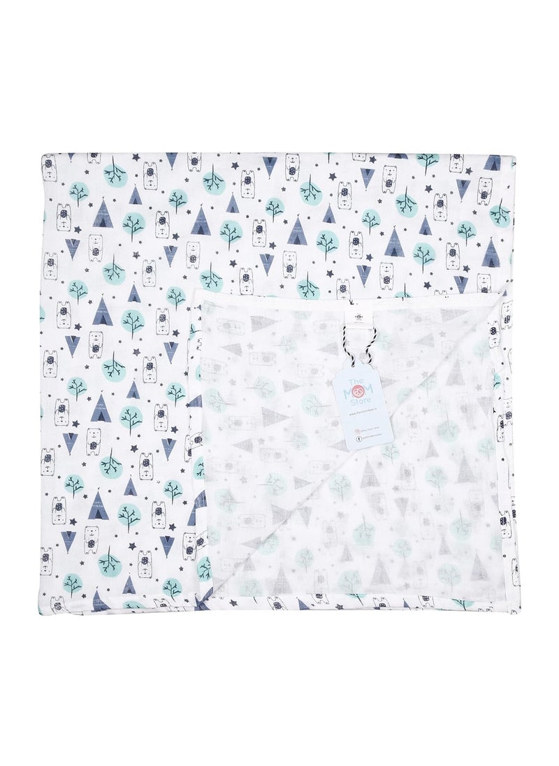 The Mom Store The Mom Store Baby Swaddle Wrap Cotton Comfortable Blue Forest New Born  - Image 5