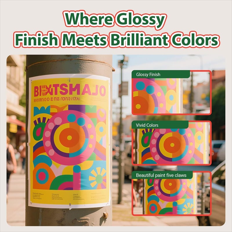 Uinkit Glossy Photo Paper 13x19inches100 Sheets 180Gsm 48lbs Professional Glossy Photographic Paper Compatible with Inkjet Printer Use DYE INK 180GSM - Image 5