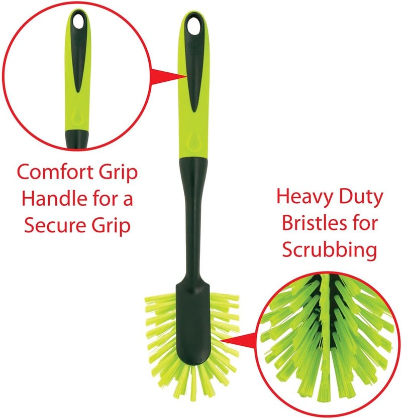Pine Sol Long Handle Dish Brush – Heavy Duty Bristle Kitchen Scrubber, Safe with Non-Stick Cookware - Image 2