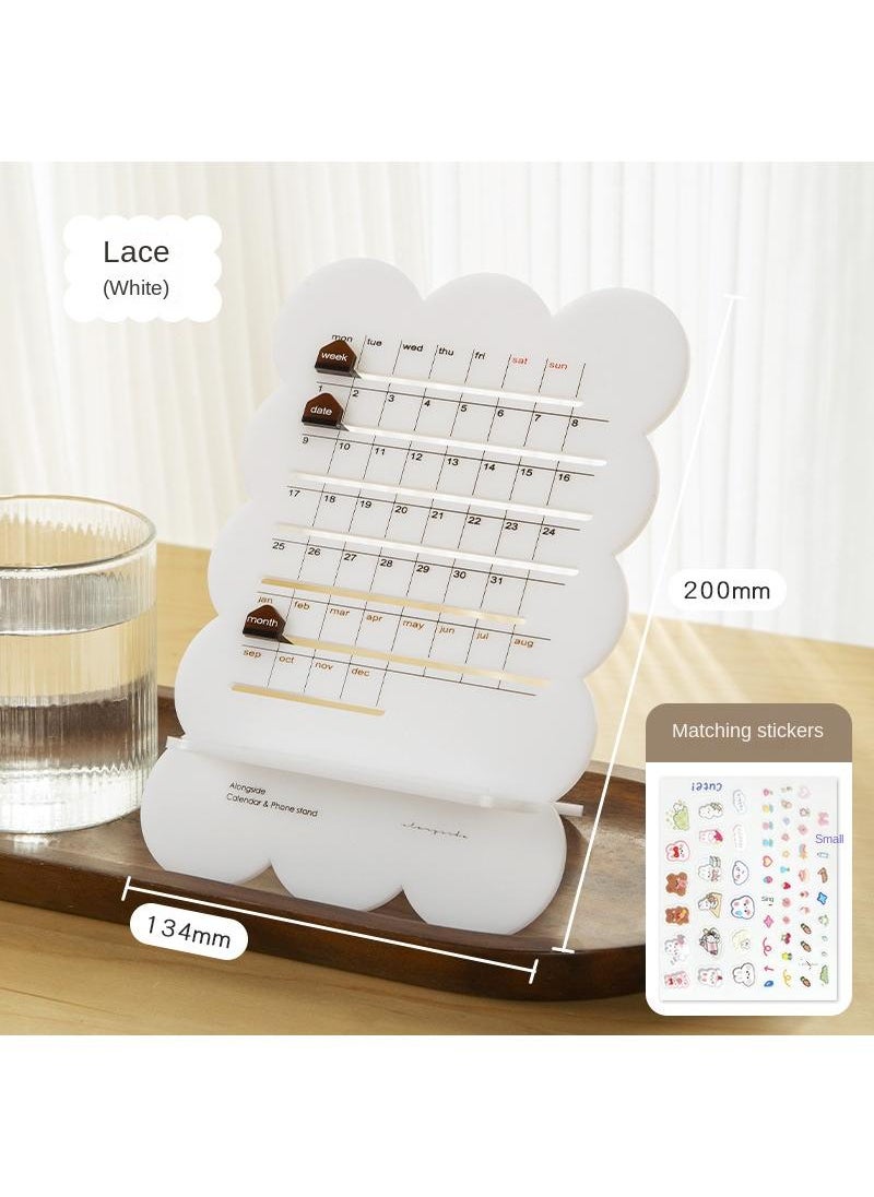 Generic Office Desktop Calendar Acrylic Mini Calendar Schedule Creative Desktop Phone Holder 