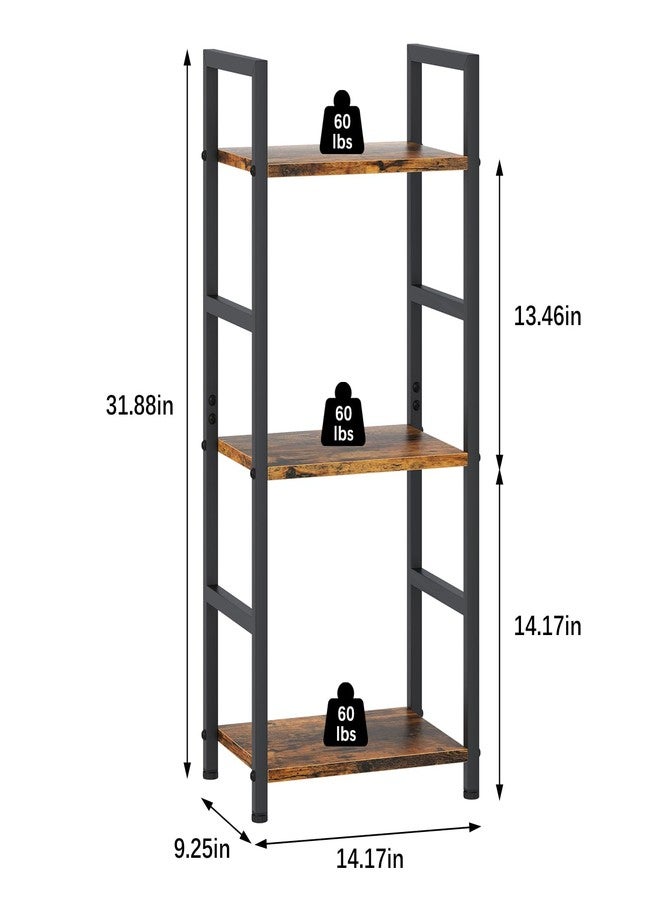Katrawu Bookshelf Storage Shelf Bookcase, 3 Tier Industrial Bookcase,Small Book case for Living Room, Bedroom, and Home Office, Easy Assembly Free Combination Multi-Functional Organizer(3 Tier,Rustic Brown) - Image 4