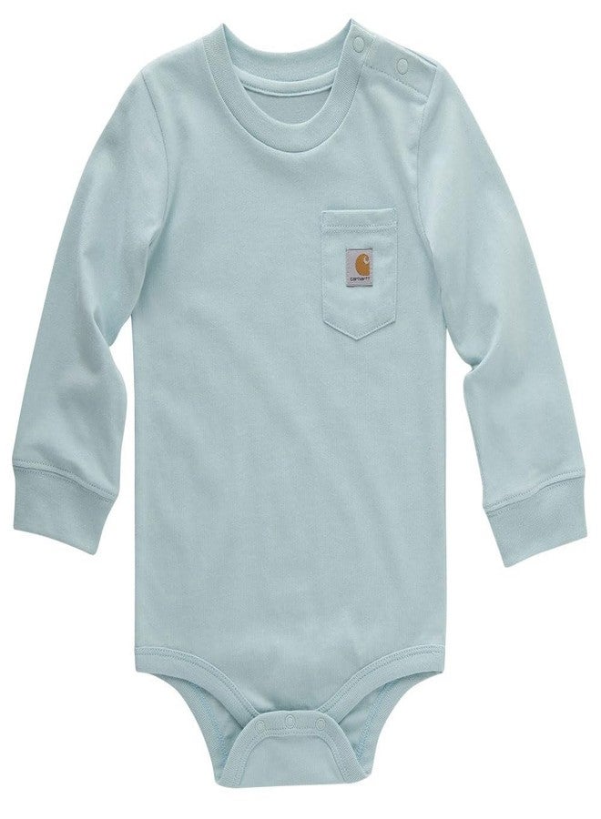 Carhartt Kid's CA5001 Long-Sleeve Pocket Bodysuit - 24 Months - Pastel Turquoise