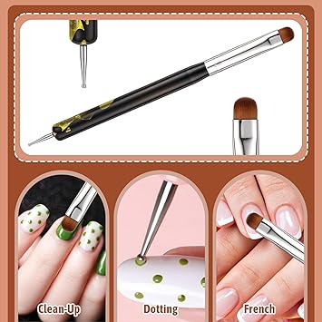 YQQYG Nail Art Brushes 2Way French Tip Brush French Brush for Nails Acrylic Nail Brush French Tip Tool for Professional Manicure Nails Art Design - Image 5