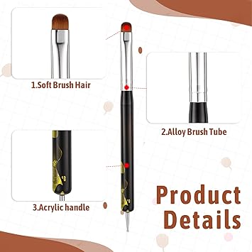 YQQYG Nail Art Brushes 2Way French Tip Brush French Brush for Nails Acrylic Nail Brush French Tip Tool for Professional Manicure Nails Art Design - Image 3